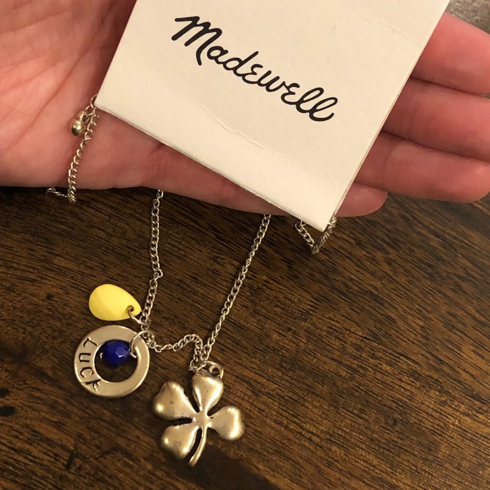 Madewell Four leaf clover silver charm necklace